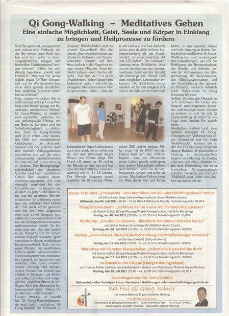 Bai Hui Qi Gong Schule - Presse