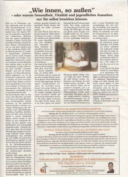 Bai Hui Qi Gong Schule - Presse