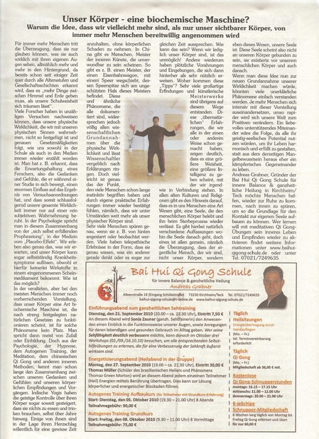 Bai Hui Qi Gong Schule - Presse
