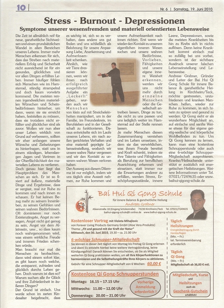 Bai Hui Qi Gong Schule - Presse