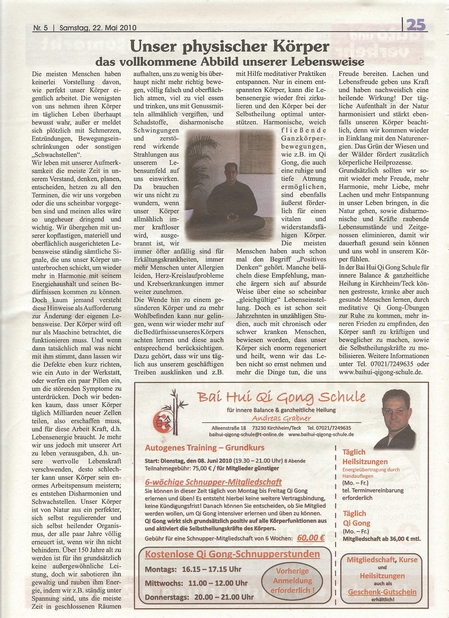 Bai Hui Qi Gong Schule - Presse