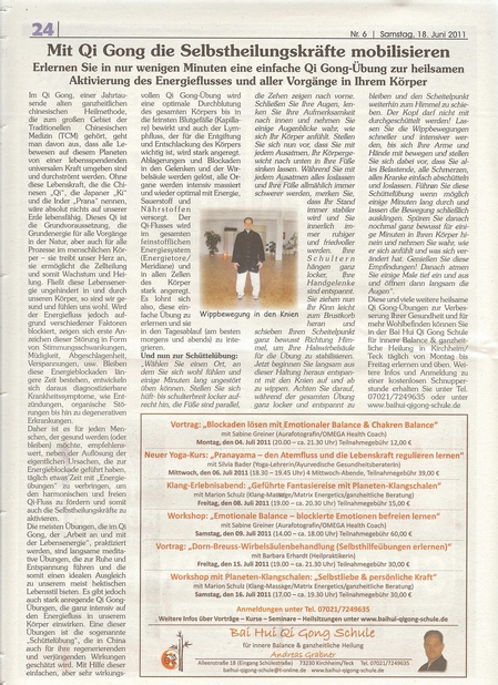 Bai Hui Qi Gong Schule - Presse