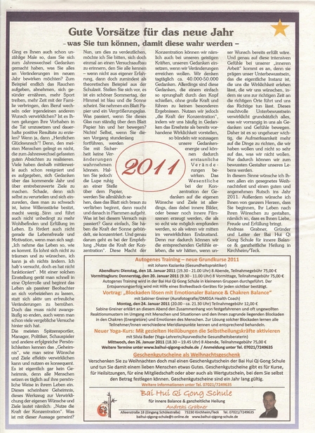 Bai Hui Qi Gong Schule - Presse