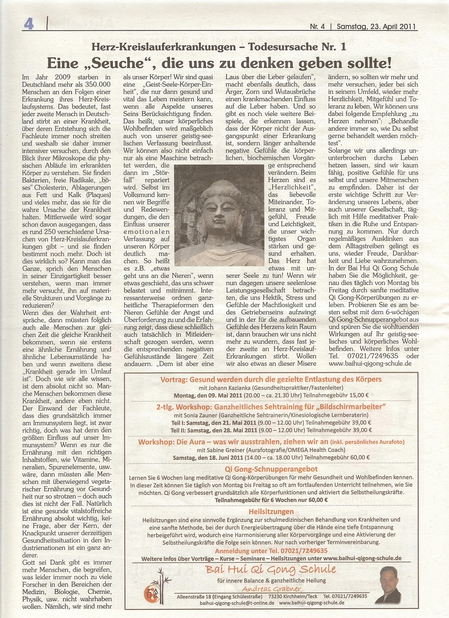 Bai Hui Qi Gong Schule - Presse