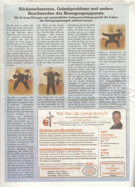 Bai Hui Qi Gong Schule - Presse