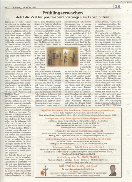 Bai Hui Qi Gong Schule - Presse